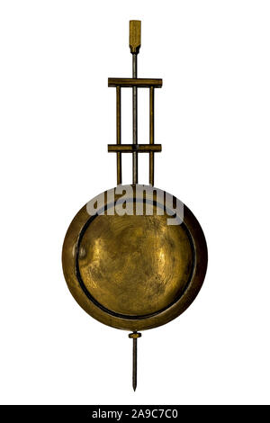 Altmodische Pendel isoliert auf weißem Hintergrund Messing gebeizt colred und getrübt Stockfoto