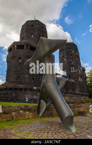 Remagen, Deutschland - 8 August 2012: Die Ruinen der Ludendorff-brücke. Es war eine von zwei verbliebenen Brücken über den Rhein, wenn in der Clo erfasst Stockfoto