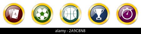 Set aus bunten Web glänzend Vector Icons, spielen, spiel, Ball, Ziel und Sport Buttons in eps 10 für Webdesign und mobile Anwendungen auf weißem Hintergrund Stock Vektor