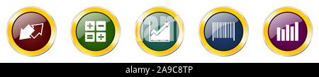 Set aus bunten Web glänzend Vector Icons, Daten, Grafik, Barcode, Austausch und Diagramm Schaltflächen in eps 10 für Webdesign und mobile Anwendungen in Weiß Stock Vektor