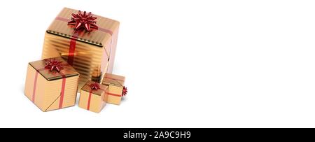 3D-rendering Weihnachtsgeschenke weißer Hintergrund Stockfoto