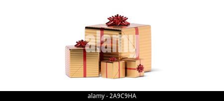 3D-rendering Weihnachtsgeschenke weißer Hintergrund Stockfoto