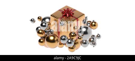 3D-rendering Weihnachtsgeschenke weißer Hintergrund Stockfoto