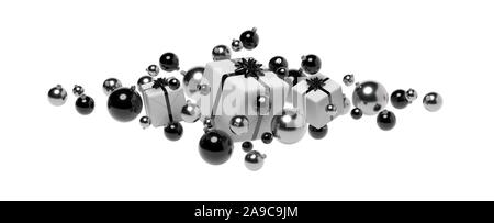 3D-rendering Weihnachtsgeschenke weißer Hintergrund Stockfoto