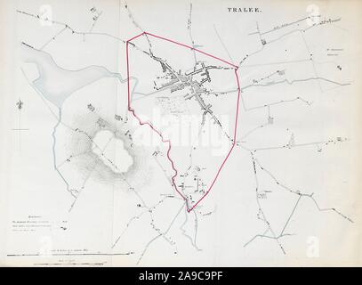 TRALEE Stadt/Gemeinde planen. REFORM ACT. County Kerry. Munster 1832 alte Karte Stockfoto