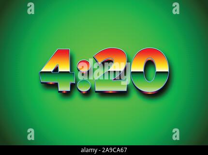 4:20 Zeichen mit Retro styled Chrom Ziffern Stock Vektor