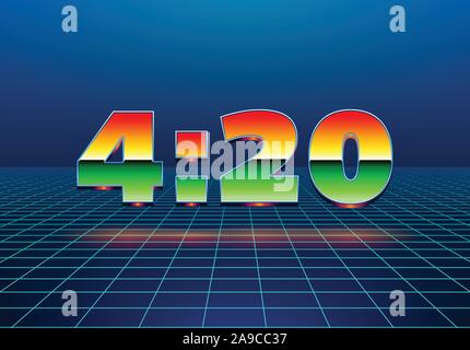 4:20 Zeichen mit Retro styled Chrom Ziffern Stock Vektor