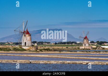 Naturpark der Saline dello Stagnone in der Nähe von Marsala, Sizilien. Stockfoto