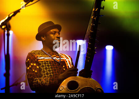 Kopenhagen, Dänemark. 12., November 2019. Die GAMBISCHE Sänger und Musiker Dawda Jobarteh führt ein Live Konzert bei VEGA in Kopenhagen. (Foto: Gonzales Foto - Joe Miller). Stockfoto