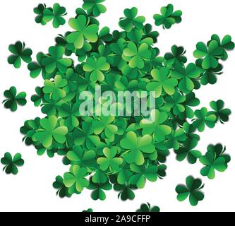 Saint Patricks Day Hintergrund mit gesprüht grünen Klee Blätter oder Shamrocks Stock Vektor