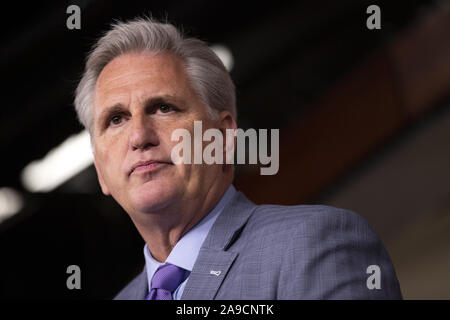 November 14, 2019, Washington, District of Columbia, USA: United States House Minderheit Führer Kevin McCarthy (Republikaner von Kalifornien) spricht während einer Pressekonferenz auf dem Capitol Hill in Washington D.C., USA, am Donnerstag, 14. November 2019. (Bild: © stefani Reynolds/CNP über ZUMA Draht) Stockfoto