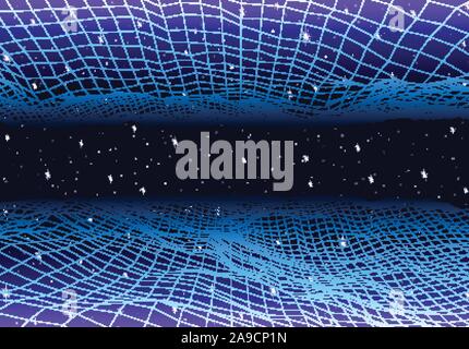 Retro neon Hintergrund mit 80s Laser Raster und Sterne Stil Stock Vektor