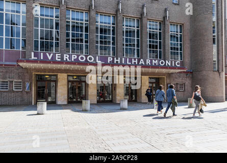 Liverpool Philharmonic Hall Exterior, Heimat der Royal Liverpool Philharmonic Society, Liverpool, Großbritannien. Stockfoto