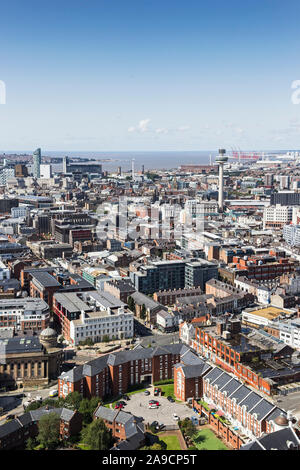 Blick über Liverpool von Kathedrale von Liverpool, Großbritannien Stockfoto