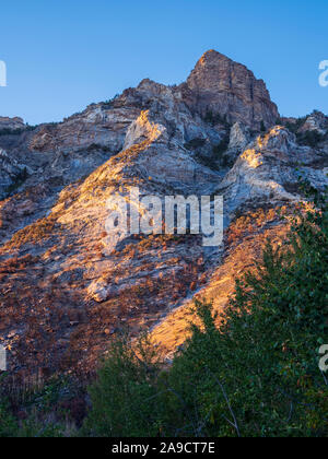 Gipfel hinter Thomas Creek Campground, Lamoile Canyon, Ruby Mountains in der Nähe von Elko, Nevada. Stockfoto