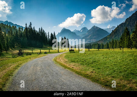 Straße im White Water Valley Bielovodska Dolina in Hohe Tatra, Slowakei, Europa Stockfoto