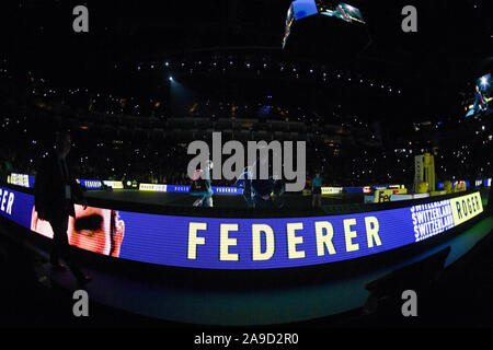 Londra, Italien. 14 Nov, 2019. Roger Federer, sui, während Nitto ATP-Finale Novak DJOKOVIC VS ROGER FEDERER, Tennis Internationals in Londra, Italien, 14. November 2019 - LPS/Roberto Zanettin Credit: Roberto Zanettin/LPS/ZUMA Draht/Alamy leben Nachrichten Stockfoto