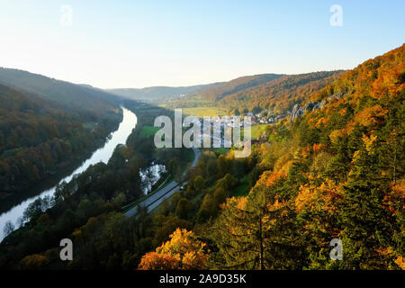 Hainrode und der Altmuehl in der Nähe von Riedenburg, Burg Prunn, Altmuehl Valley, Oberbayern, Bayern, Deutschland Stockfoto