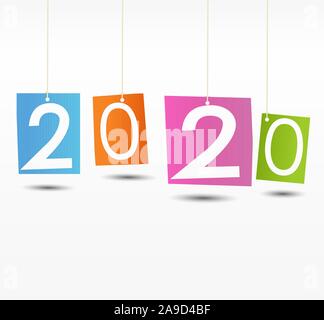 Frohes Neues Jahr 2020 bunte Grußkarte llustration Stock Vektor