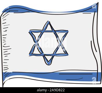 Flagge von Israel. Hand zeichnen - Vector Illustration Stock Vektor