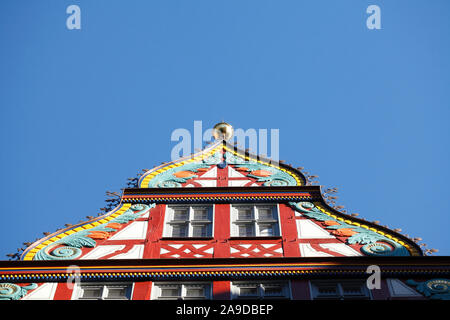 Fachwerkhaus für die Goldene Waage, neue Altstadt, Dom-Römer-Areal, Frankfurt am Main, Hessen, Deutschland, Europa Stockfoto