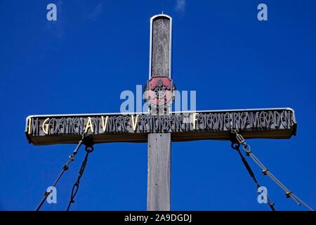 Gipfelkreuz am Fellhorn bei Oberstdorf, Allgäu, Schwaben, Bayern, Deutschland Stockfoto