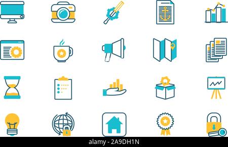 Elearning und Symbole festlegen. Stock Vektor
