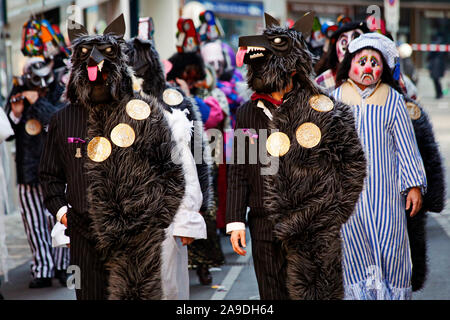 Parade an der Basler Fasnacht, Basel, Kanton Basel-Stadt, Schweiz Stockfoto