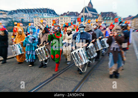 Parade an der Basler Fasnacht, Basel, Kanton Basel-Stadt, Schweiz Stockfoto