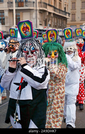 Parade an der Basler Fasnacht, Basel, Kanton Basel-Stadt, Schweiz Stockfoto