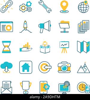 Elearning und Symbole festlegen. Stock Vektor