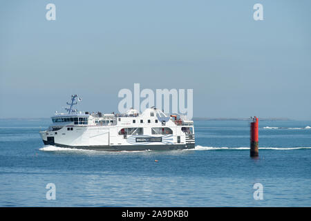 Mit der Fähre auf die Insel "Belle Ile" in den Hafen von Quiberon, Halbinsel Quiberon, Departement Morbihan, Atlantikküste, Bretagne, Frankreich Stockfoto