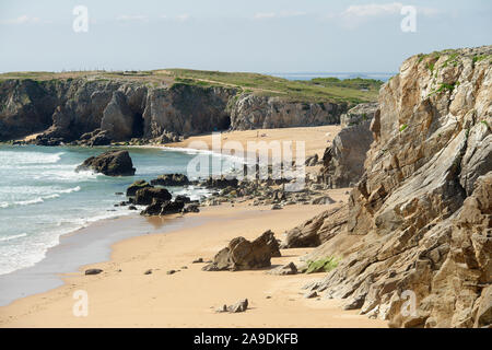 Cote Sauvage Küste, Halbinsel Quiberon, Departement Morbihan, Atlantikküste, Bretagne, Frankreich Stockfoto