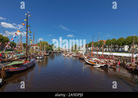 Wattensail, traditionelle Schiff treffen, Detail, flacher Boden Segelboot im Museumshafen von carolinensiel eingerichtet, Stockfoto