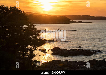 Bornholm, Küsten- Landschaft in der Nähe von Karlštejn, Sonnenuntergang Stockfoto