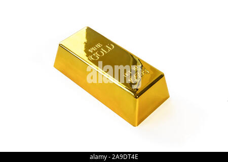 Gold Bar auf weißem Hintergrund. 1 kg Goldbarren, gold Ingots Stockfoto