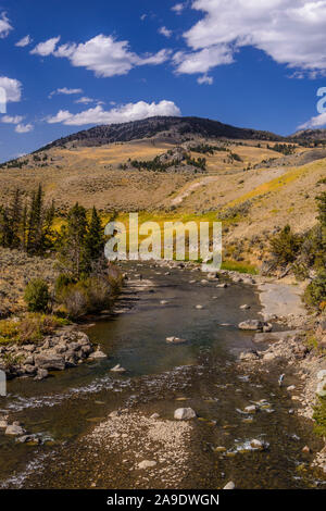 USA, Wyoming, Yellowstone National Park, Tower Roosevelt, Lamar Valley, Lamar River Stockfoto