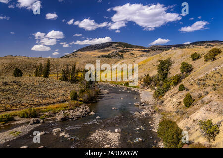 USA, Wyoming, Yellowstone National Park, Tower Roosevelt, Lamar Valley, Lamar River Stockfoto