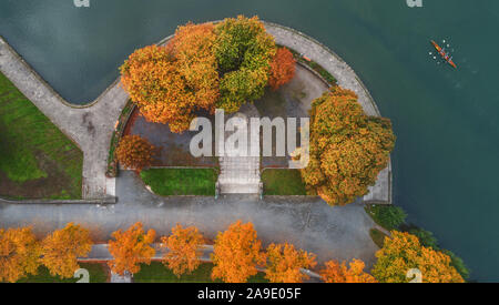 Hannover, Lion's Bastion in der maschsee von oben Stockfoto