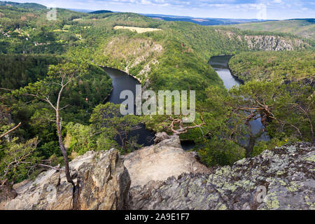 Vyhlidka Maj, Stechovicka prehrada, Svatojanske proudy, Ceska Republika/Blickpunkt Mai, Stechovice Talsperre auf Moldau, Südböhmen, Tschechische republ Stockfoto