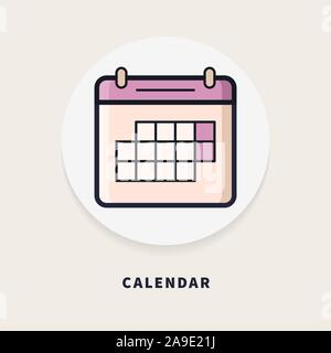 Kalender, flachen Design eine dünne Linie Banner, Nutzung für e-Mail-Newsletter, Werbebanner, Überschriften, Blog Posts, Drucken und mehr. Vector Illustration. Stock Vektor