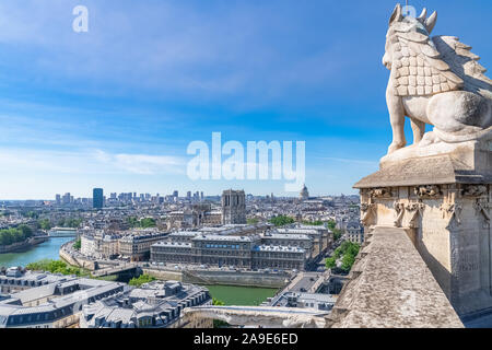 Paris, die Kathedrale Notre-Dame nach dem Brand, auf der Ile de la Cité, Blick aus dem Turm Saint-Jacques Stockfoto