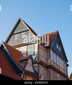 Deutschland, Niedersachsen, Wolfenbüttel, Altstadt, Fachwerkhaus, Gauben, Detail Stockfoto