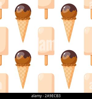 Helle Wohnung nahtlose Muster mit Eis. Stock Vektor