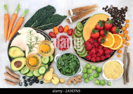 Gesundes Essen Sammlung für Asthmatiker, hohen Proteingehalt, Omega-3, Antioxidantien, Vitamine und Mineralien. Stockfoto