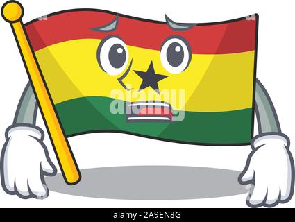 Maskottchen Karikatur Flagge Ghana mit Angst Charakter Stock Vektor