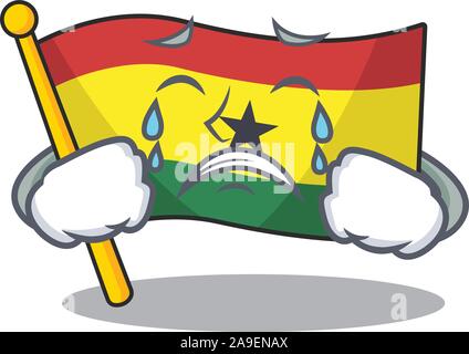 Maskottchen Karikatur Flagge Ghana mit Weinen Charakter Stock Vektor