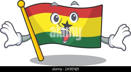 Maskottchen Karikatur Flagge Ghana mit überrascht Charakter Stock Vektor