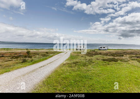 Reisemobil am Strand Stockfoto