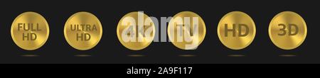 Golden TV labels Stock Vektor